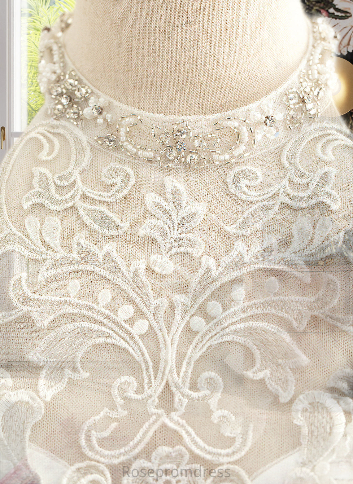 Siena A-Line High Neck Floor-Length Chiffon Wedding Dress SRSP0013702