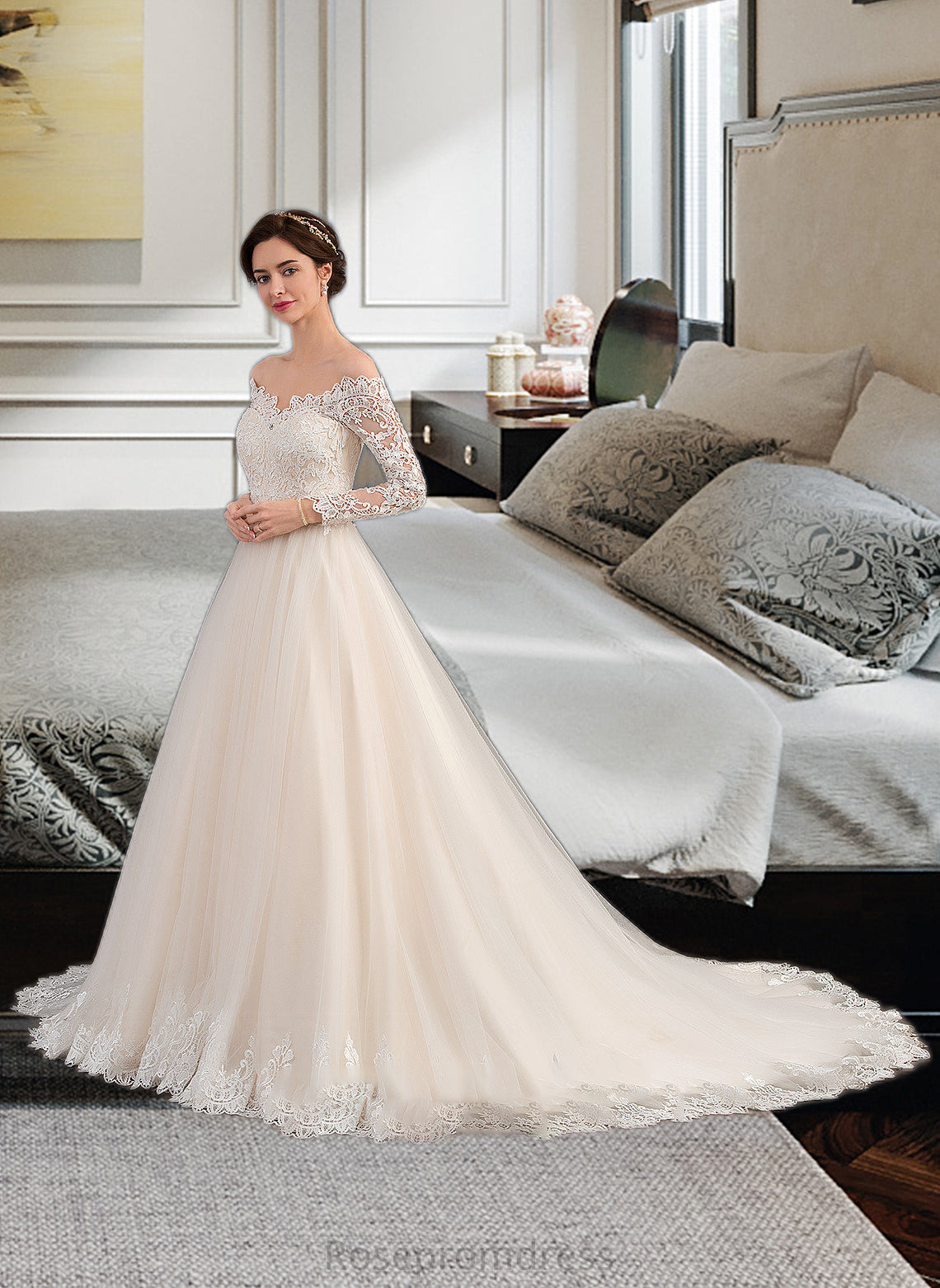 Alani Ball-Gown/Princess Chapel Train Tulle Lace Wedding Dress SRSP0013704