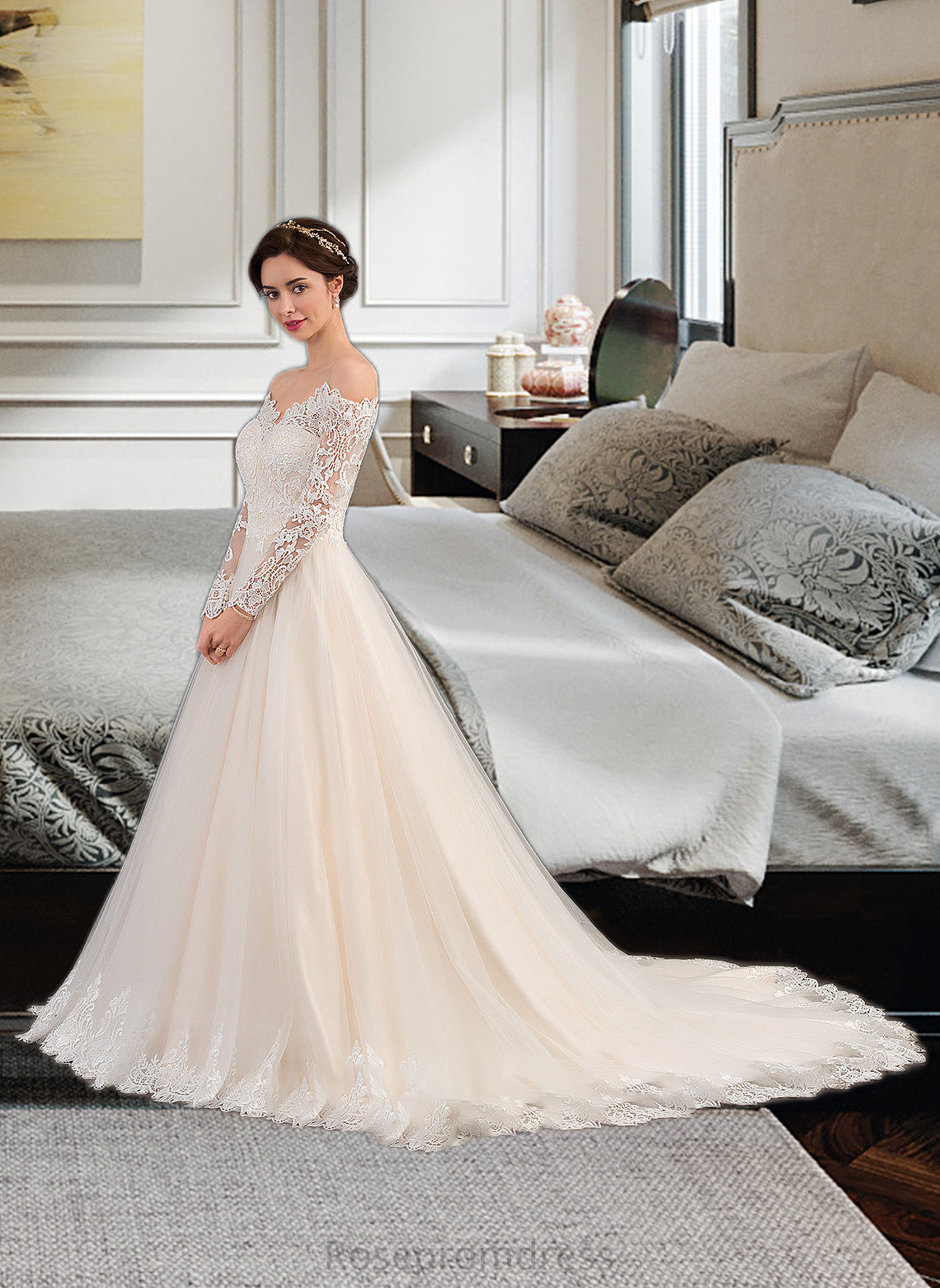 Alani Ball-Gown/Princess Chapel Train Tulle Lace Wedding Dress SRSP0013704