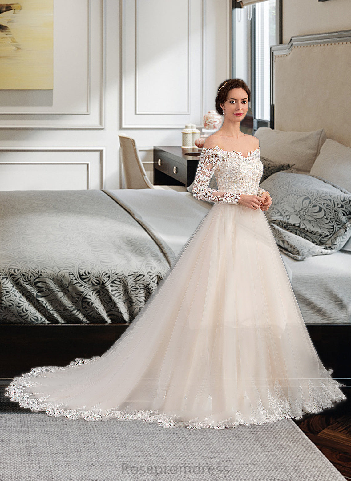 Alani Ball-Gown/Princess Chapel Train Tulle Lace Wedding Dress SRSP0013704