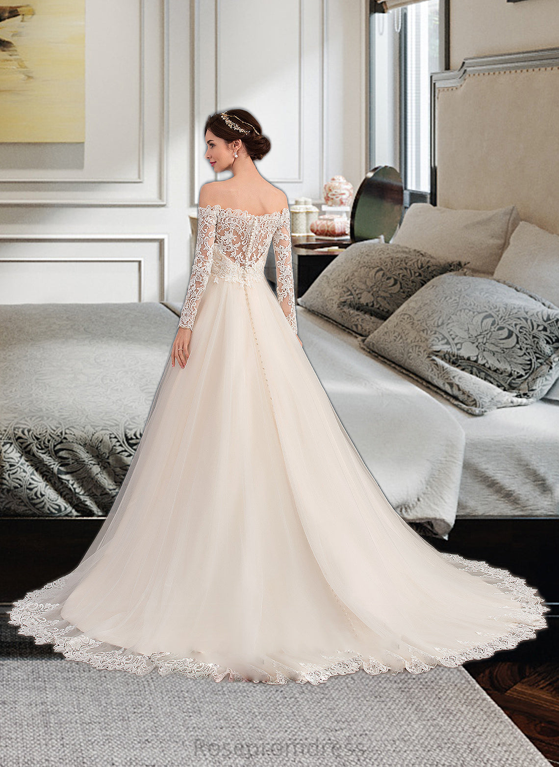 Alani Ball-Gown/Princess Chapel Train Tulle Lace Wedding Dress SRSP0013704