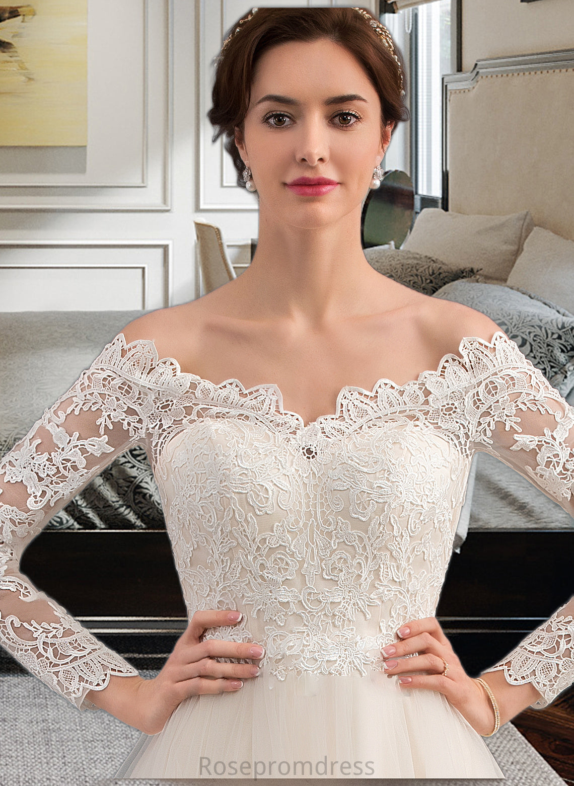Alani Ball-Gown/Princess Chapel Train Tulle Lace Wedding Dress SRSP0013704