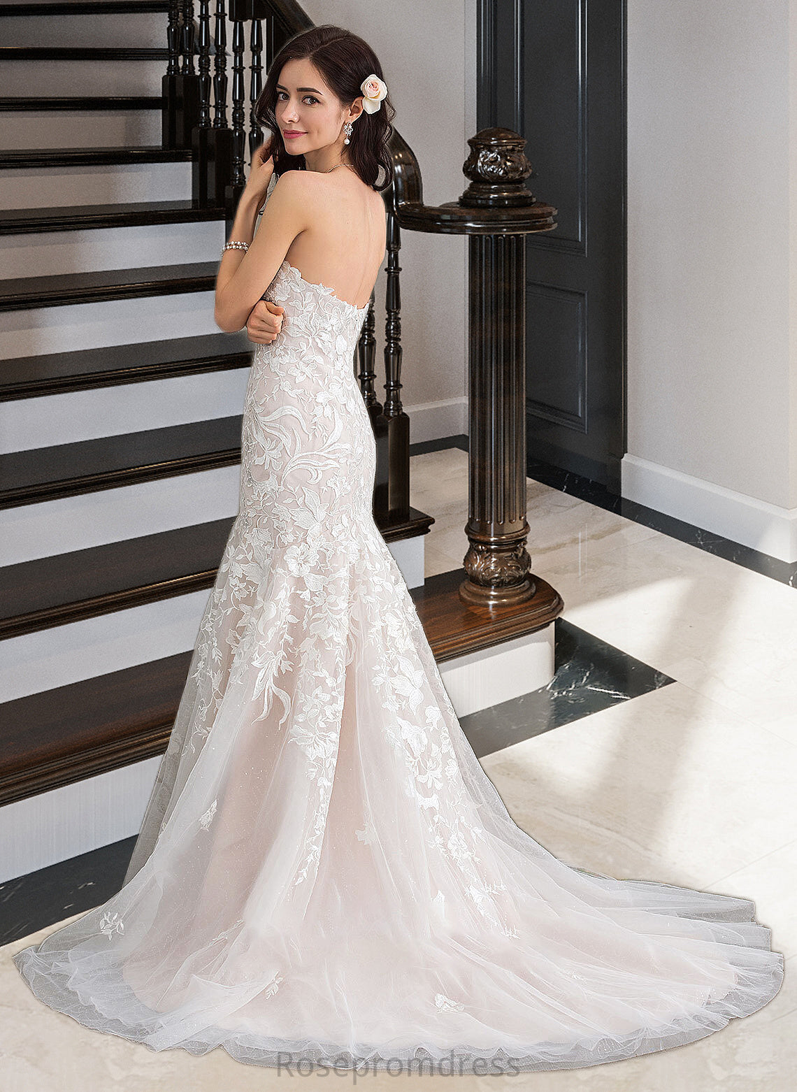 Persis Trumpet/Mermaid Sweetheart Court Train Tulle Lace Wedding Dress SRSP0013710