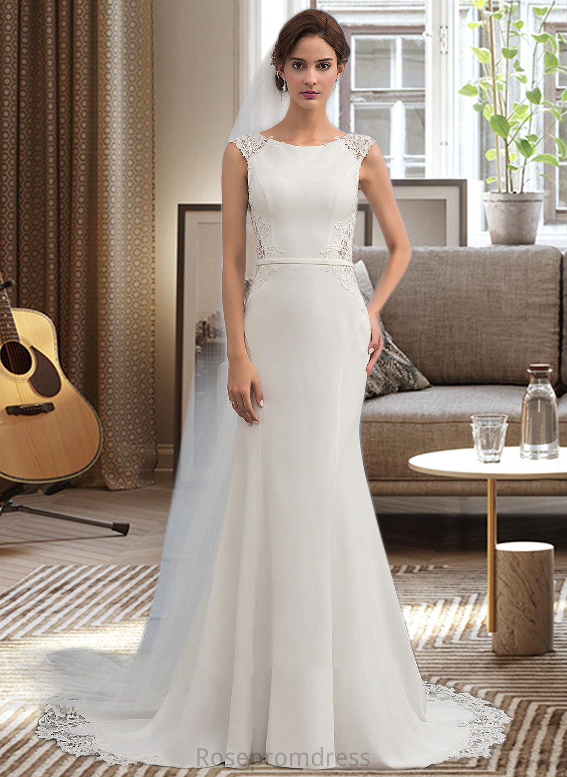 Heidi Trumpet/Mermaid Court Train Stretch Crepe Wedding Dress SRSP0013711
