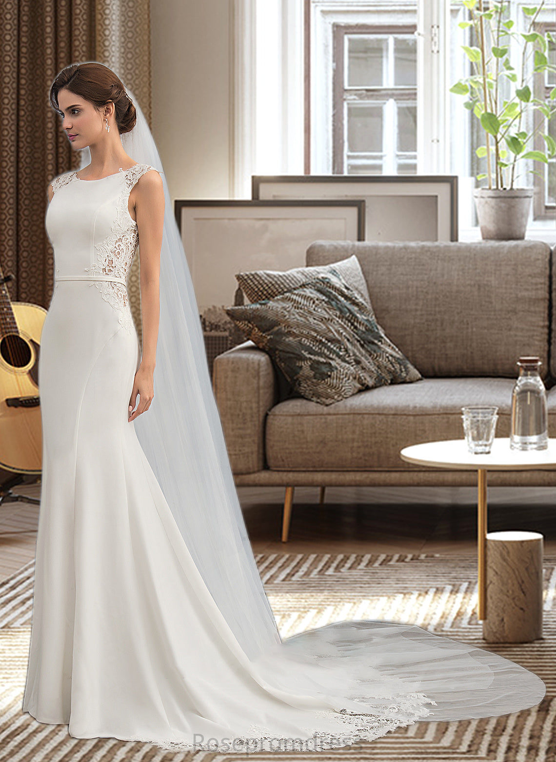 Heidi Trumpet/Mermaid Court Train Stretch Crepe Wedding Dress SRSP0013711