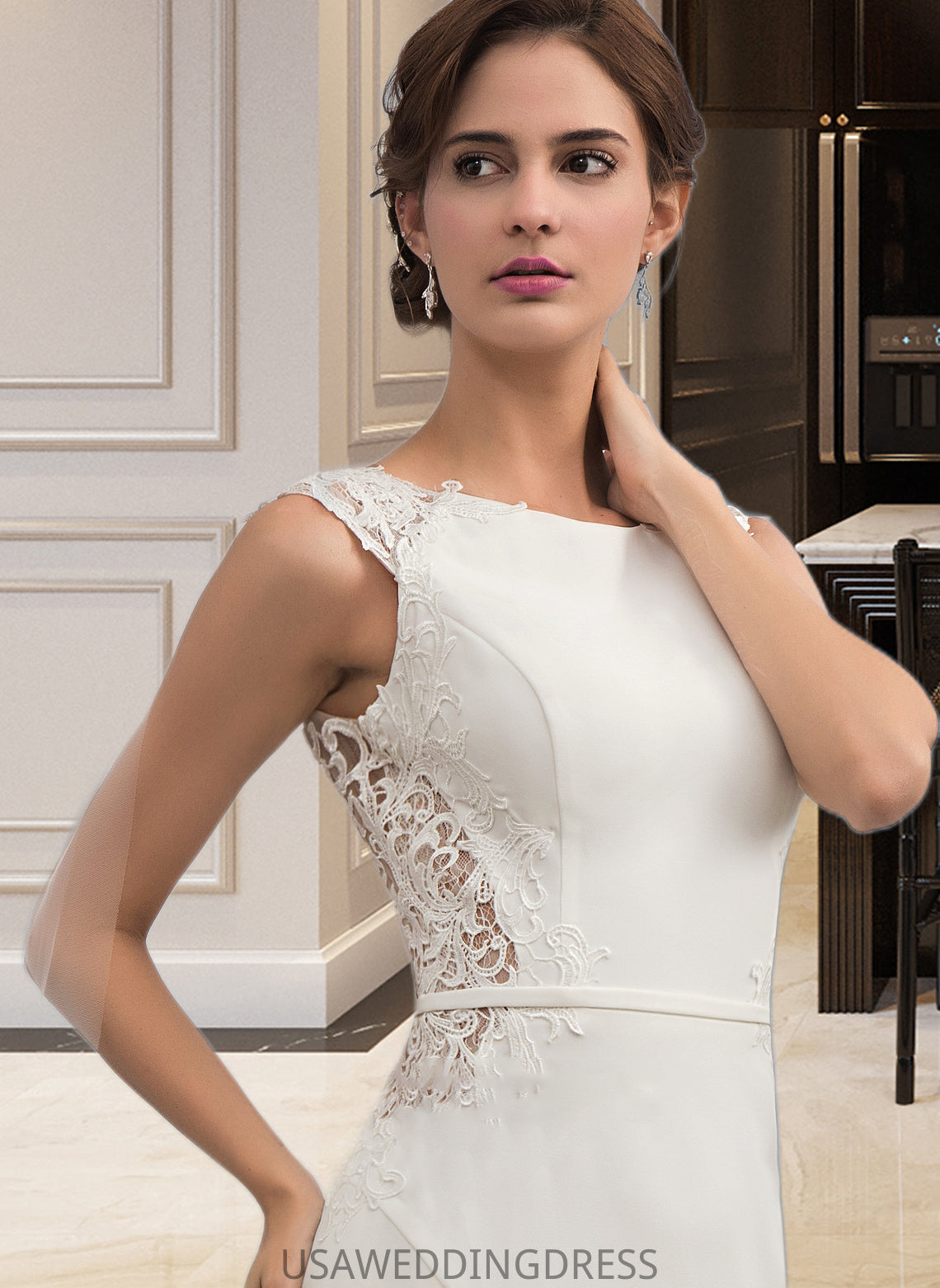 Lauretta Trumpet/Mermaid Court Train Stretch Crepe Wedding Dress DSP0013711