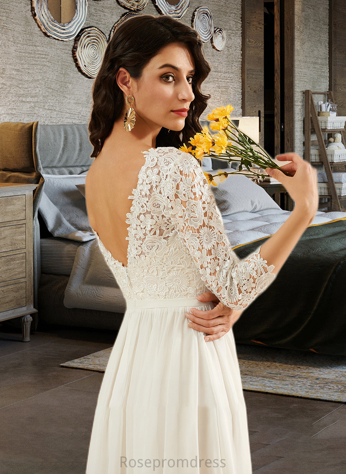 Florence A-Line Sweep Train Wedding Dress With Lace SRSP0013715