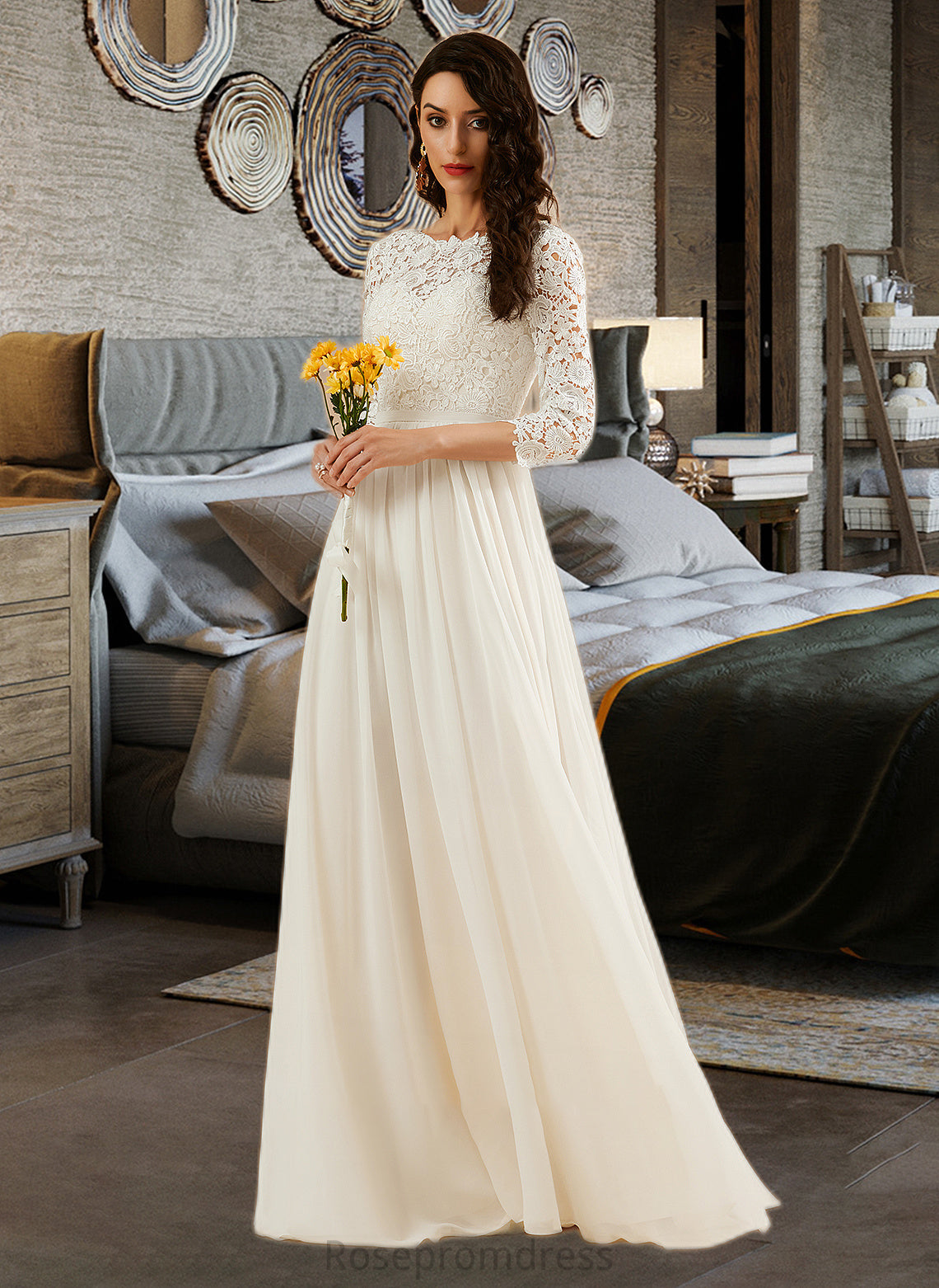 Florence A-Line Sweep Train Wedding Dress With Lace SRSP0013715