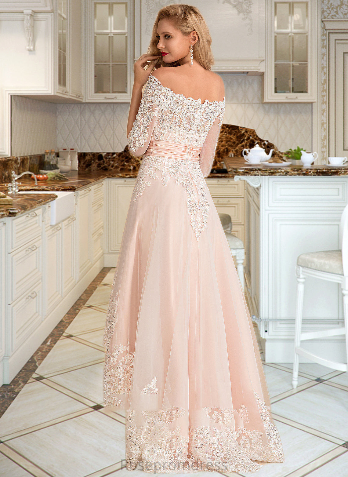 Aubree A-Line Asymmetrical Satin Tulle Lace Wedding Dress With Sequins SRSP0013769