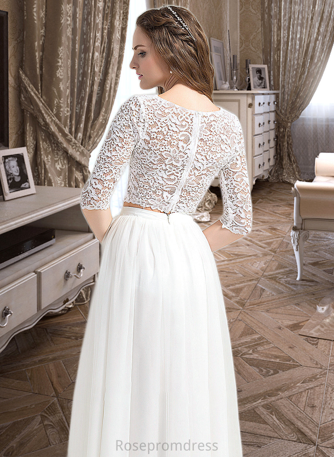 Gwendoline A-Line Scoop Neck Floor-Length Tulle Wedding Dress SRSP0013787