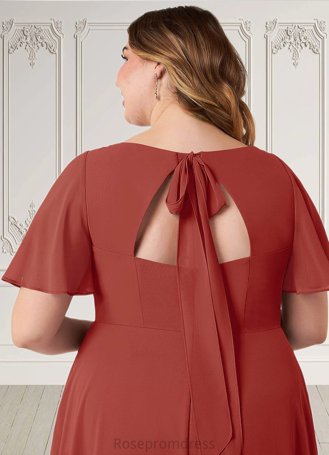 Angela A-Line Ruched Chiffon Floor-Length Dress SRSP0019603