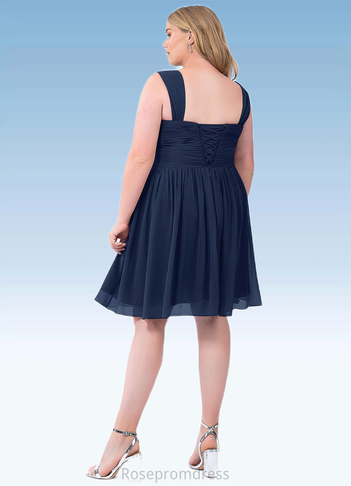 Luna A-Line Pleated Chiffon Knee-Length Dress SRSP0019668