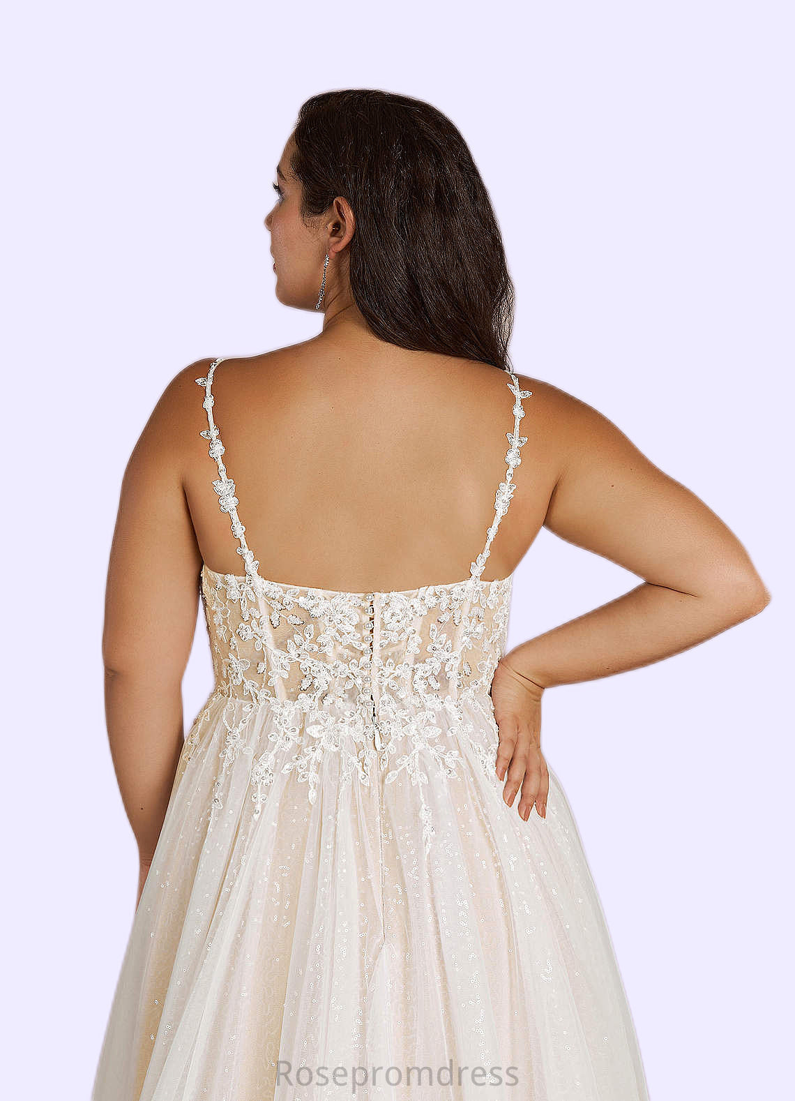 Payten A-Line Sequins Tulle Chapel Train Dress SRSP0020028