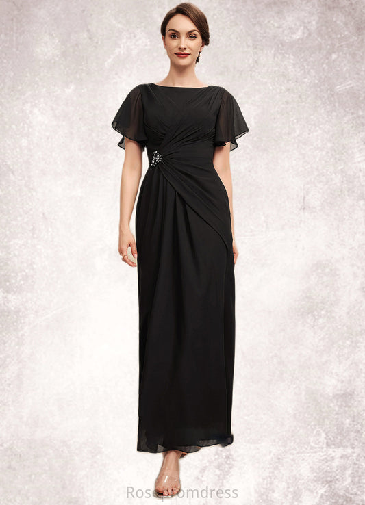Sophia A-Line Scoop Neck Ankle-Length Chiffon Mother of the Bride Dress With Ruffle Beading SRSP0014533