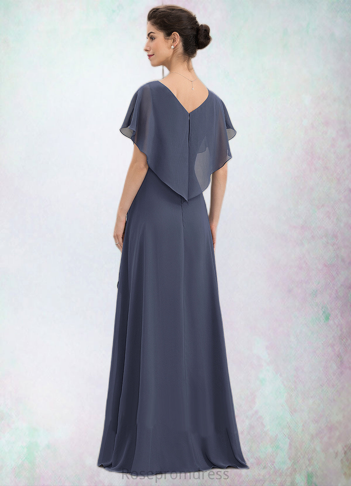 Saniya A-Line V-neck Asymmetrical Chiffon Mother of the Bride Dress With Beading Sequins SRSP0014541