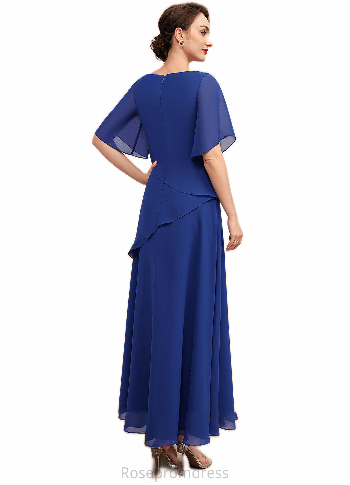 Everleigh A-Line Scoop Neck Ankle-Length Chiffon Mother of the Bride Dress With Beading SRSP0014544