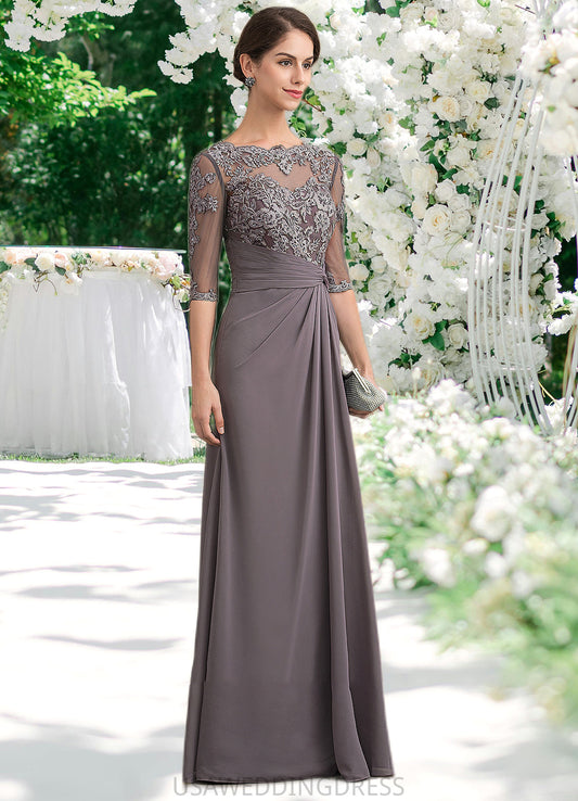 Harriet A-Line Scoop Neck Floor-Length Chiffon Lace Mother of the Bride Dress With Beading Sequins DS126P0014546