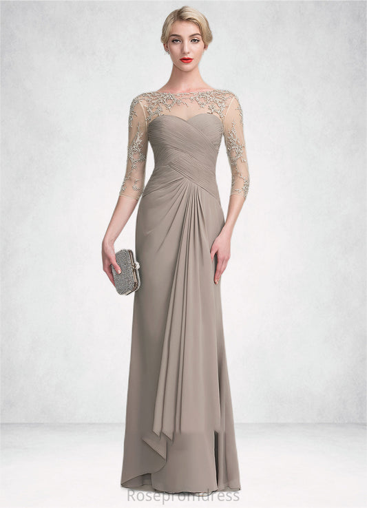 Renee A-Line Scoop Neck Floor-Length Chiffon Lace Mother of the Bride Dress With Beading Sequins Cascading Ruffles SRSP0014551