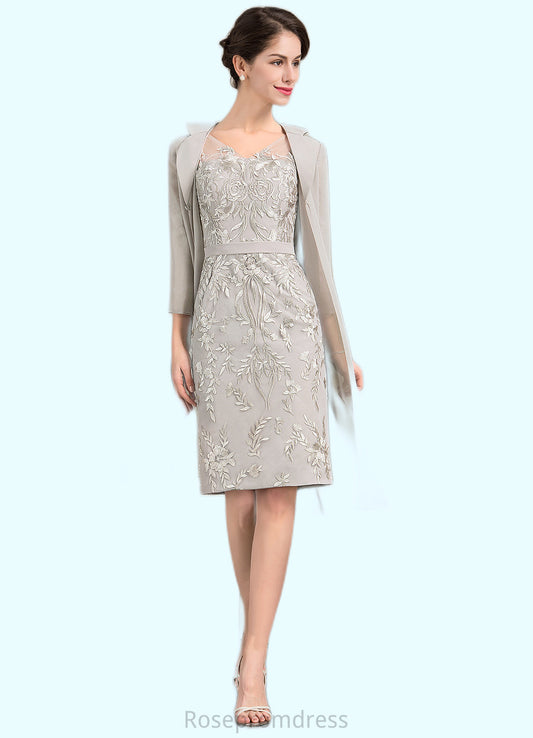 Annika Sheath/Column V-neck Knee-Length Lace Mother of the Bride Dress SRSP0014570