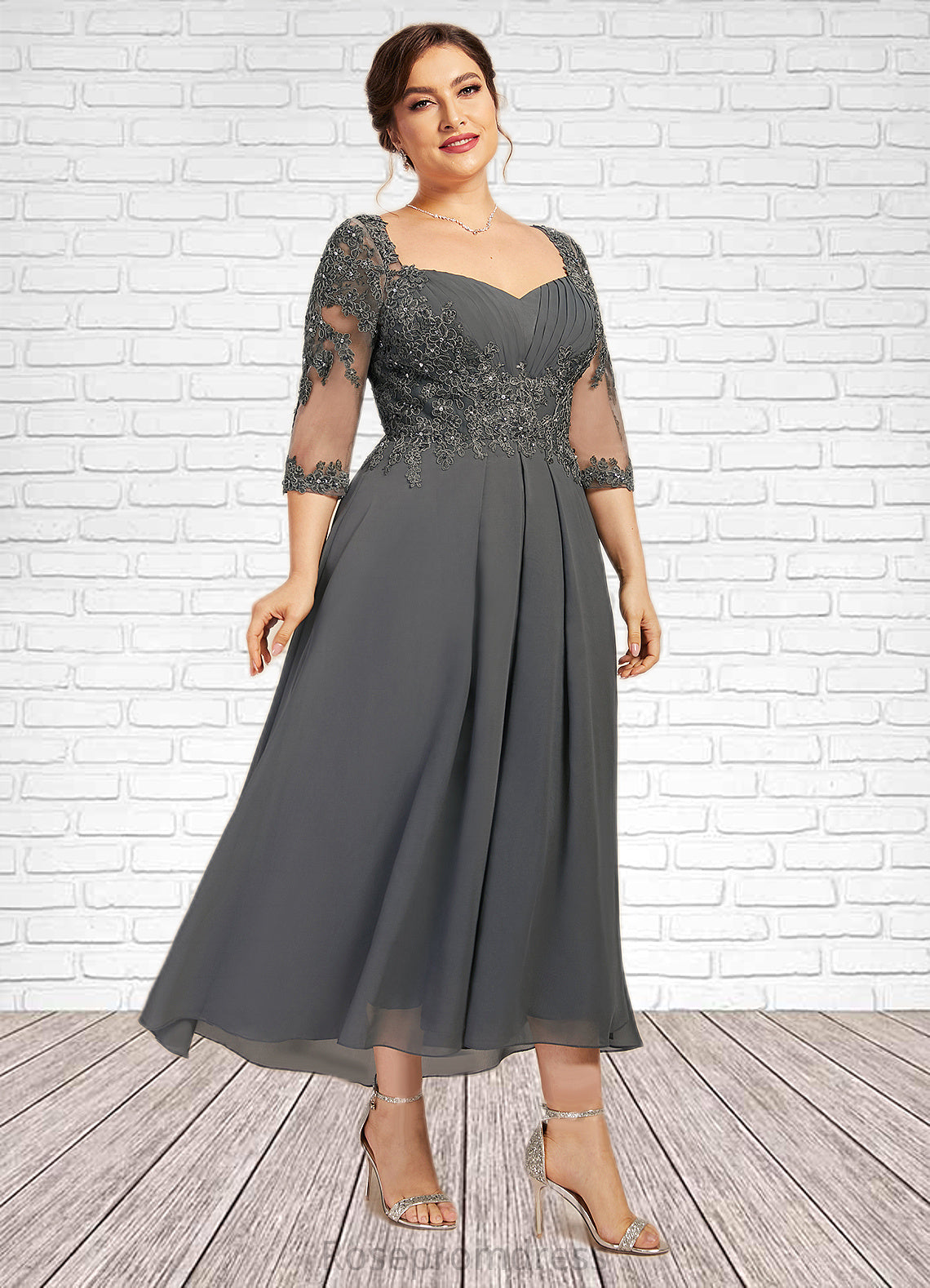 Savannah A-Line Sweetheart Asymmetrical Chiffon Lace Mother of the Bride Dress With Beading Sequins SRSP0014579