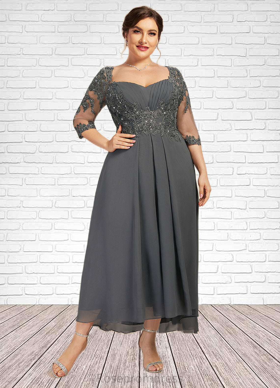 Savannah A-Line Sweetheart Asymmetrical Chiffon Lace Mother of the Bride Dress With Beading Sequins SRSP0014579