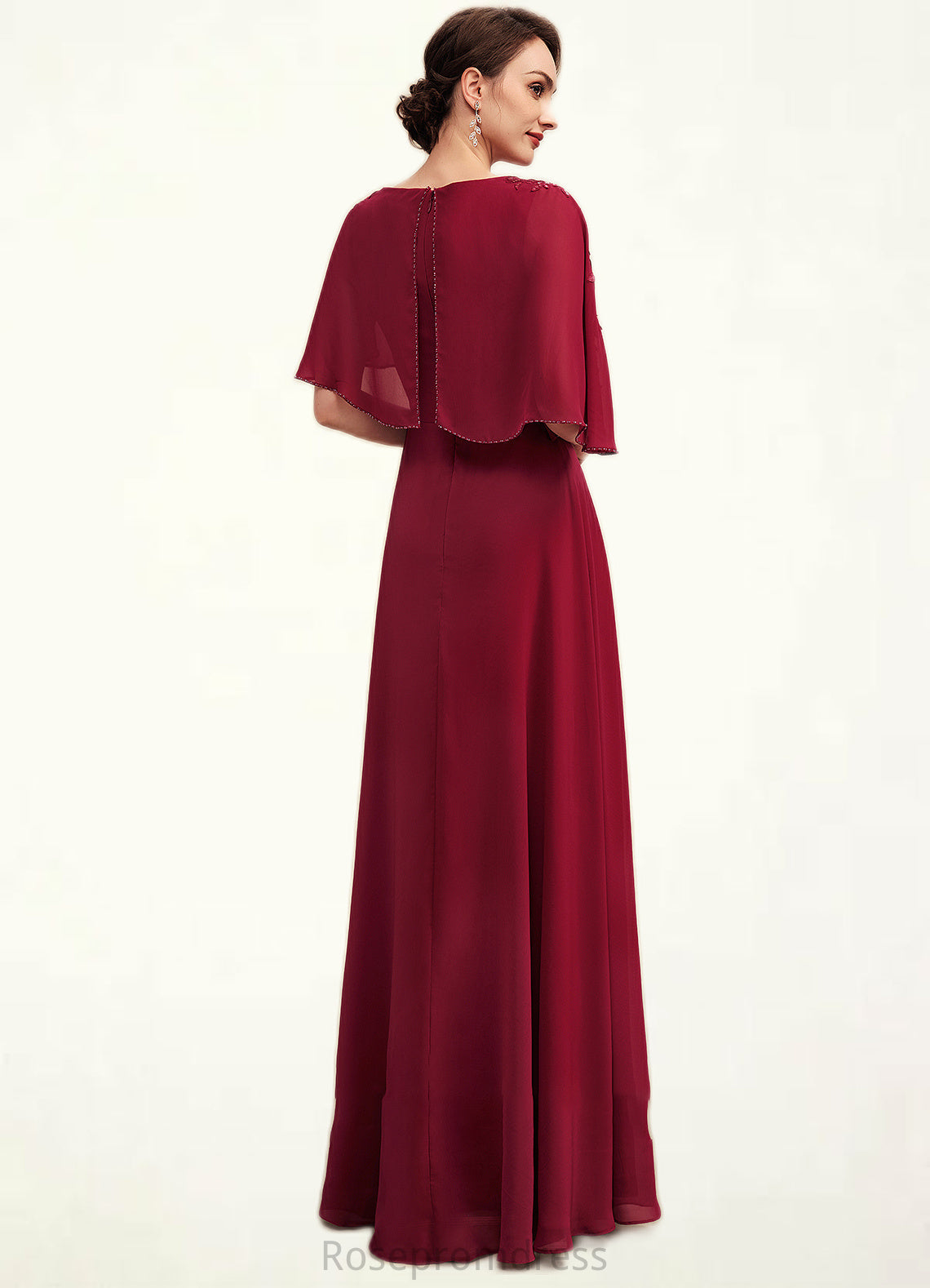 Kailey A-Line Scoop Neck Floor-Length Chiffon Mother of the Bride Dress With Lace Beading Sequins SRSP0014583