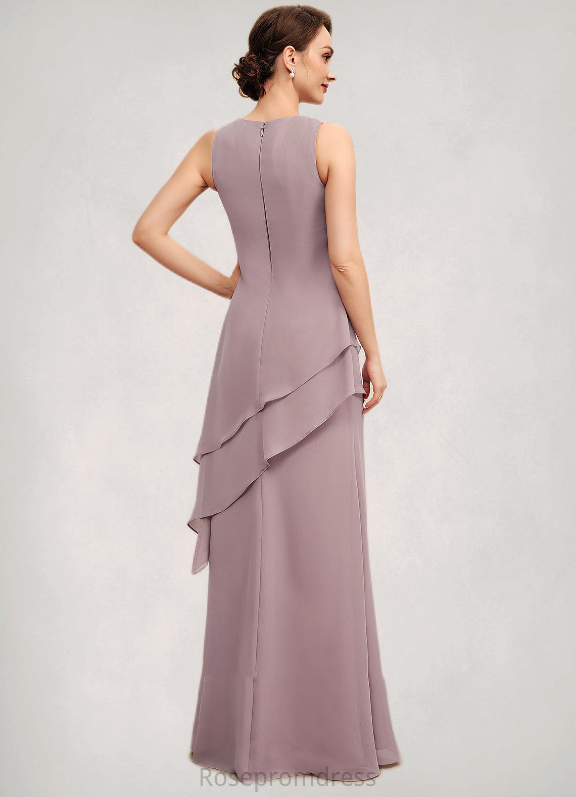 Serenity A-Line Scoop Neck Floor-Length Chiffon Mother of the Bride Dress With Beading SRS126P0014593