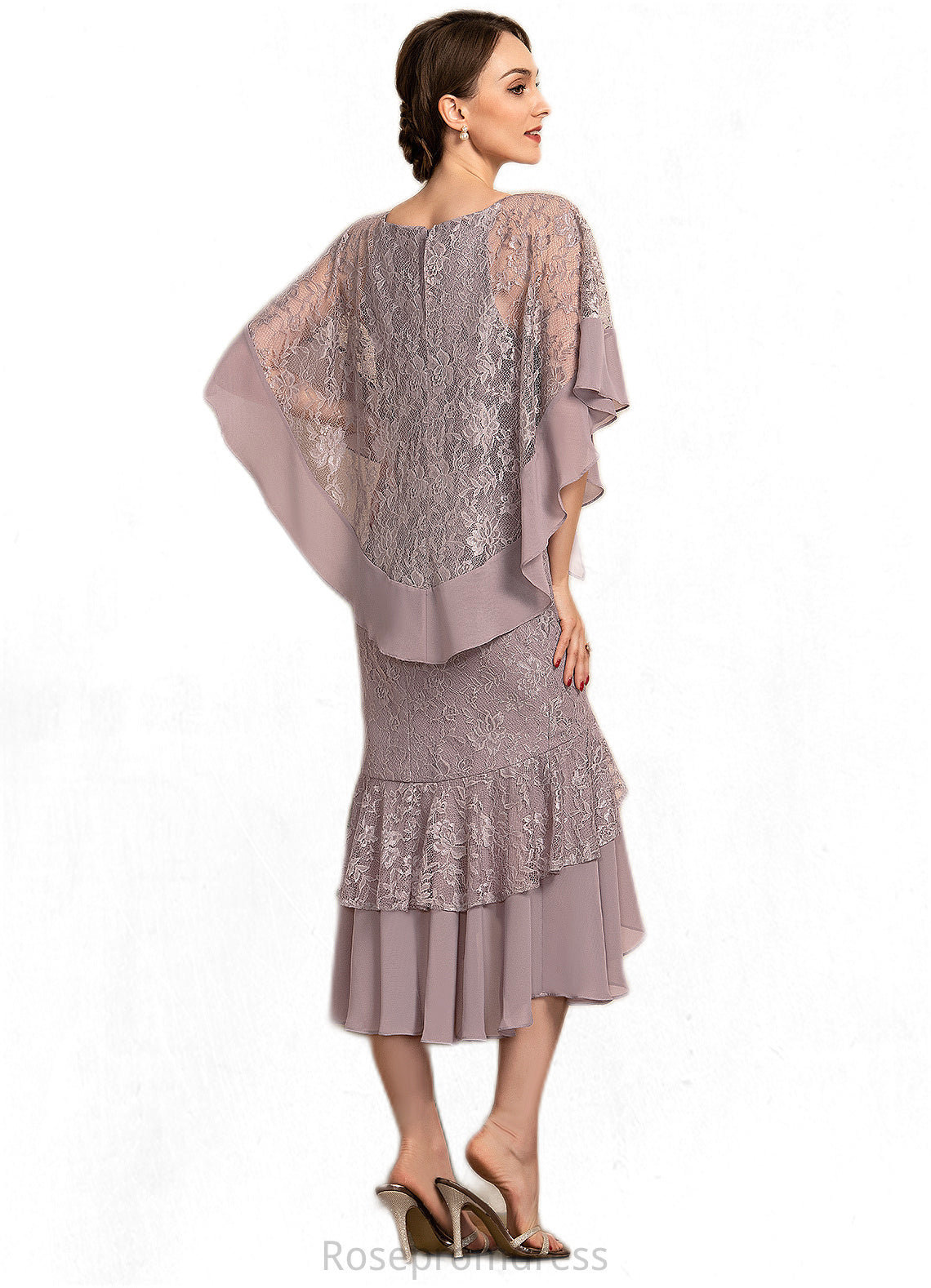 Mikaela Trumpet/Mermaid Scoop Neck Asymmetrical Chiffon Lace Mother of the Bride Dress With Beading Sequins SRS126P0014606