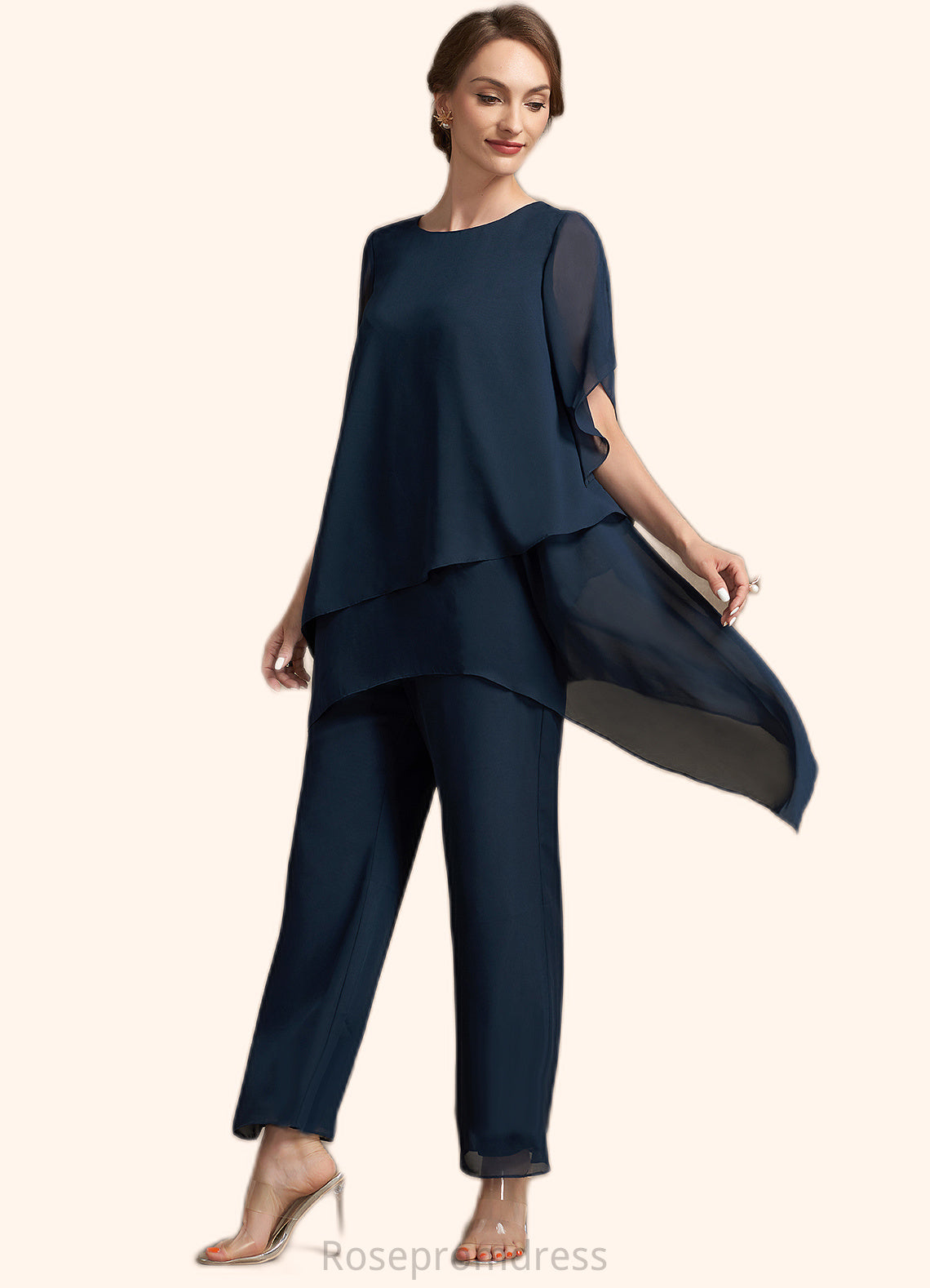 Addisyn Jumpsuit/Pantsuit Scoop Neck Ankle-Length Chiffon Mother of the Bride Dress SRS126P0014607