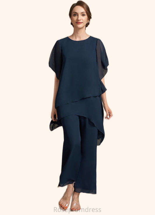 Addisyn Jumpsuit/Pantsuit Scoop Neck Ankle-Length Chiffon Mother of the Bride Dress SRS126P0014607