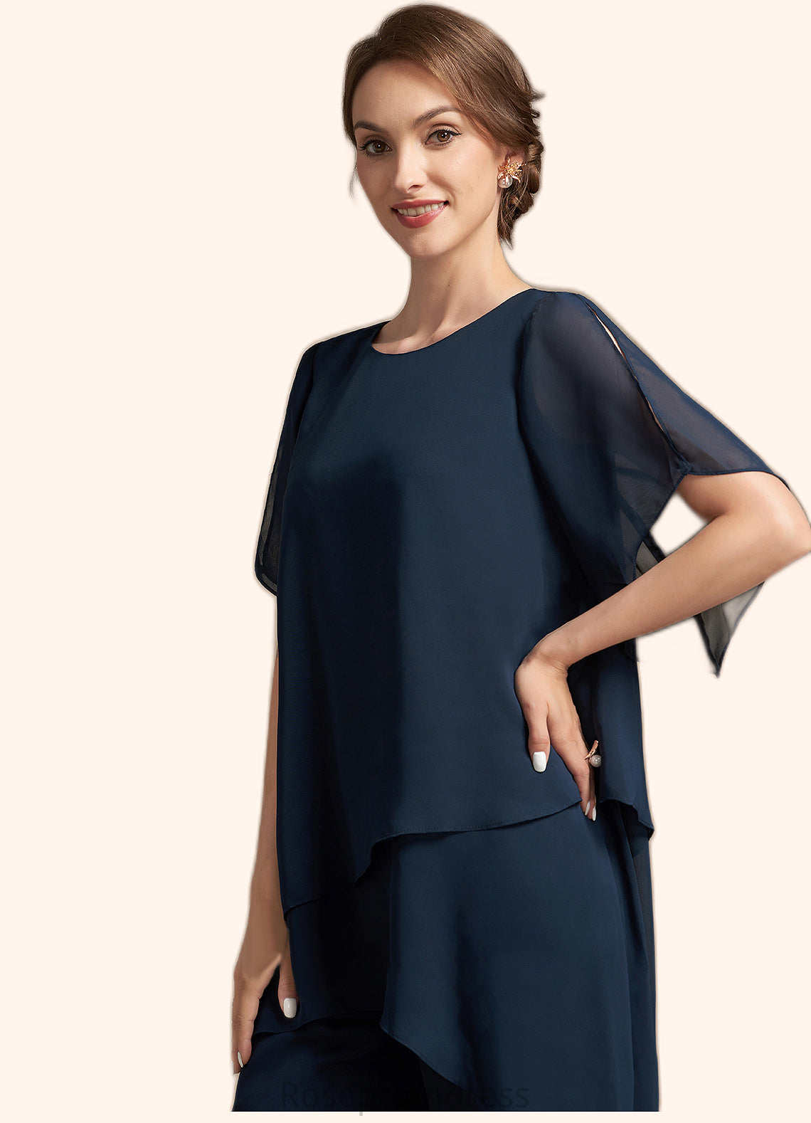 Addisyn Jumpsuit/Pantsuit Scoop Neck Ankle-Length Chiffon Mother of the Bride Dress SRS126P0014607