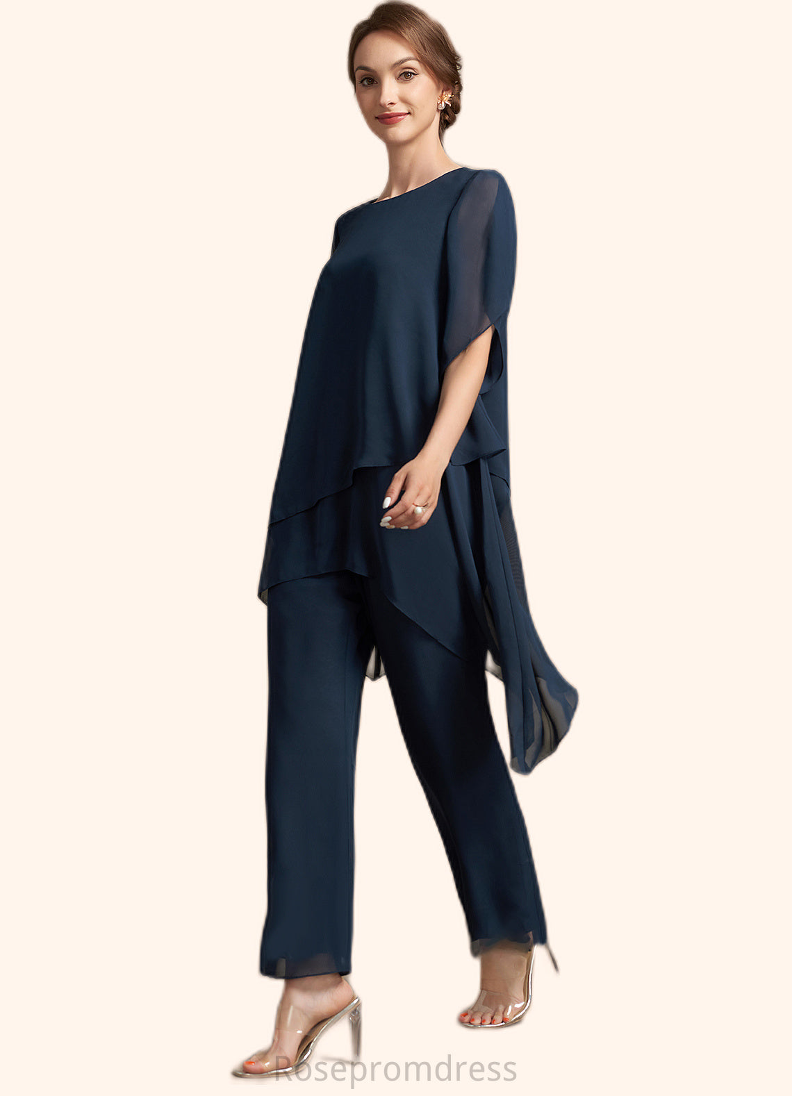 Addisyn Jumpsuit/Pantsuit Scoop Neck Ankle-Length Chiffon Mother of the Bride Dress SRS126P0014607