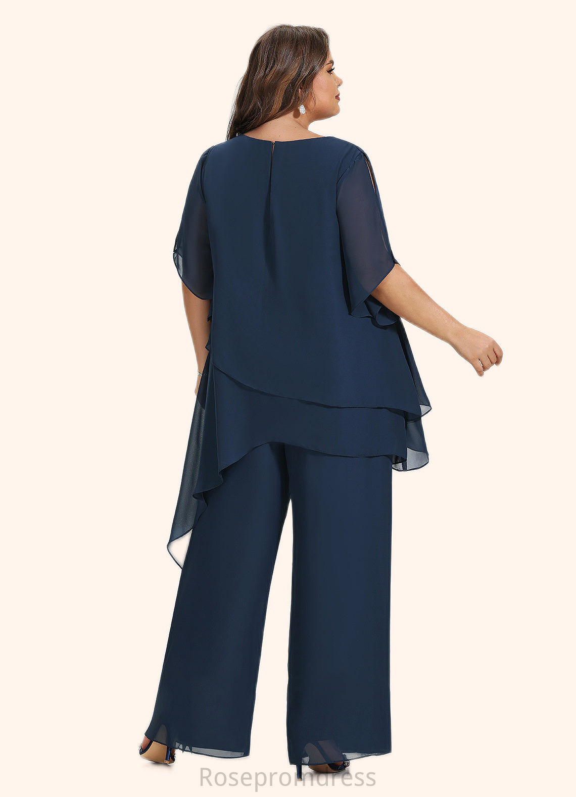 Addisyn Jumpsuit/Pantsuit Scoop Neck Ankle-Length Chiffon Mother of the Bride Dress SRS126P0014607