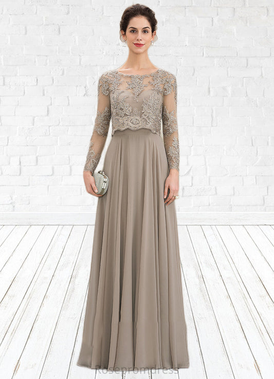 Ashlynn A-Line Scoop Neck Floor-Length Chiffon Lace Mother of the Bride Dress With Sequins SRS126P0014612