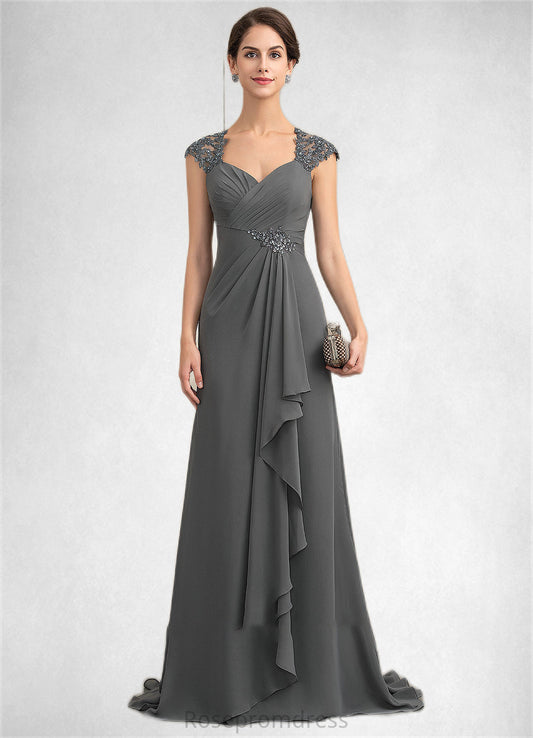 Desirae A-Line Sweetheart Sweep Train Chiffon Lace Mother of the Bride Dress With Beading Sequins SRS126P0014618