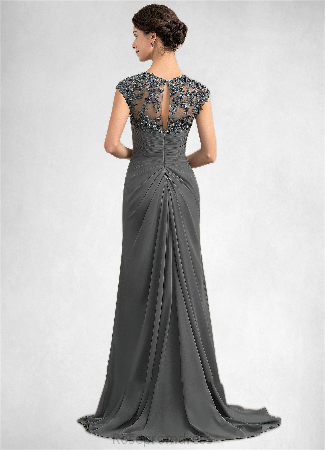 Desirae A-Line Sweetheart Sweep Train Chiffon Lace Mother of the Bride Dress With Beading Sequins SRS126P0014618