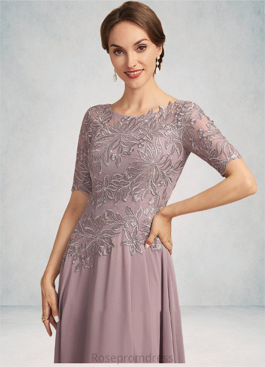 Hailie A-Line Scoop Neck Floor-Length Chiffon Lace Mother of the Bride Dress SRS126P0014628