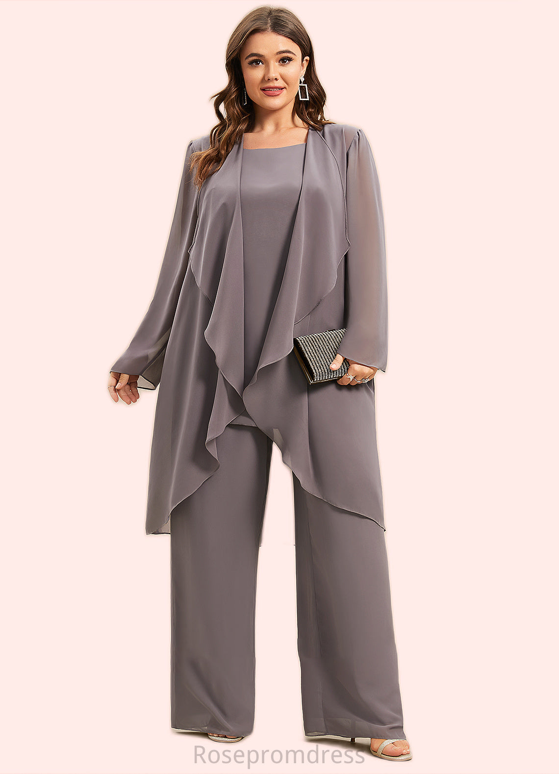 Deja Jumpsuit/Pantsuit Scoop Neck Floor-Length Chiffon Mother of the Bride Dress SRS126P0014629