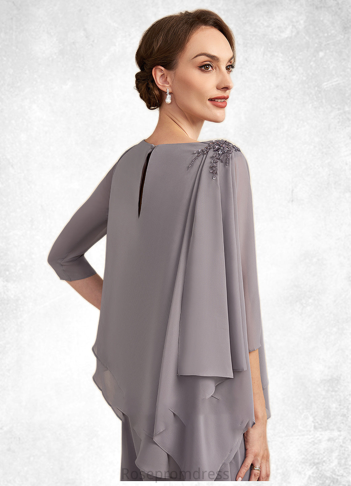 Luna Jumpsuit/Pantsuit Scoop Neck Floor-Length Chiffon Mother of the Bride Dress With Beading SRS126P0014630