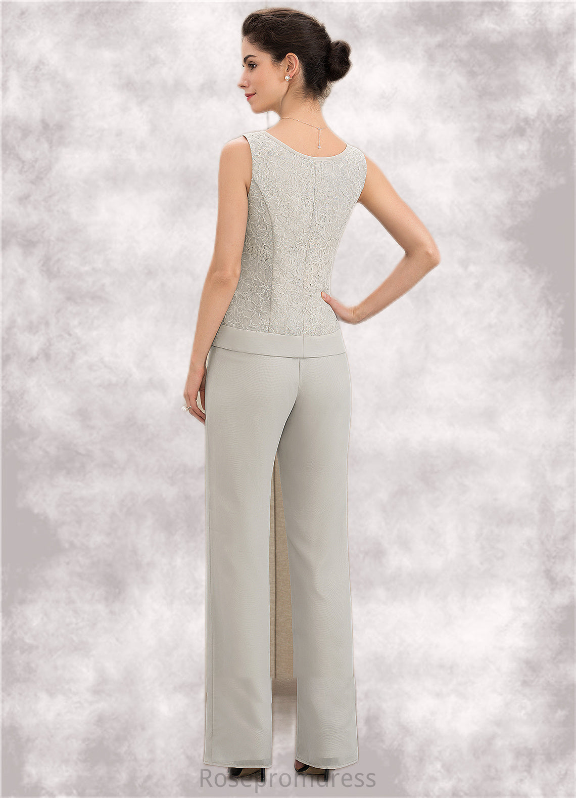 Tracy Jumpsuit/Pantsuit Scoop Neck Floor-Length Chiffon Lace Mother of the Bride Dress SRS126P0014632