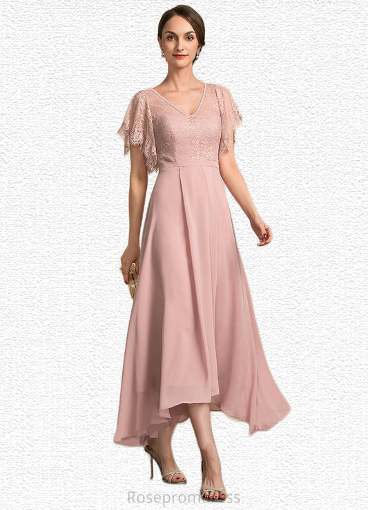 Jazlynn A-line V-Neck Ankle-Length Chiffon Lace Mother of the Bride Dress SRS126P0014636