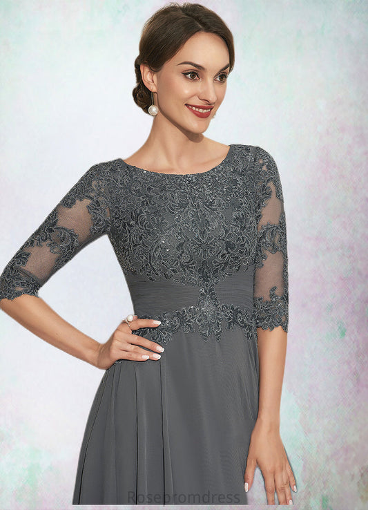 Viola A-Line Scoop Neck Tea-Length Chiffon Lace Mother of the Bride Dress With Sequins SRS126P0014642