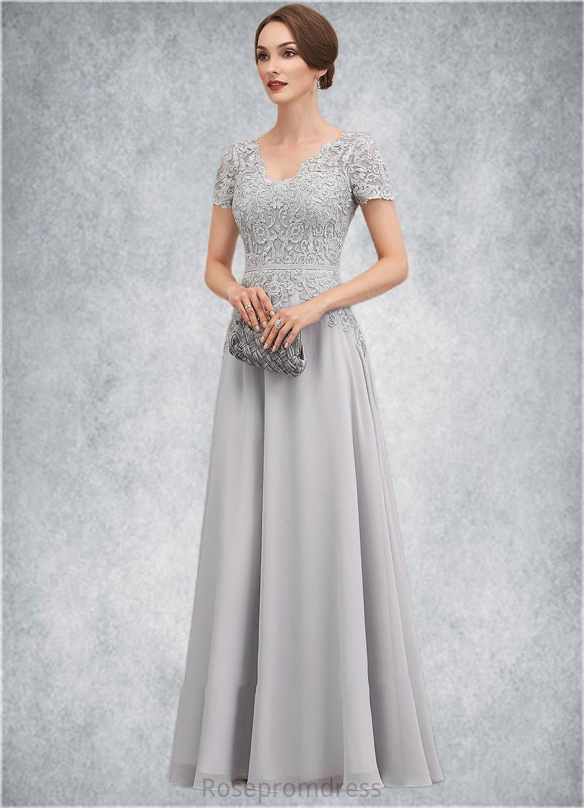Jennifer A-line V-Neck Floor-Length Chiffon Lace Mother of the Bride Dress With Sequins SRS126P0014658