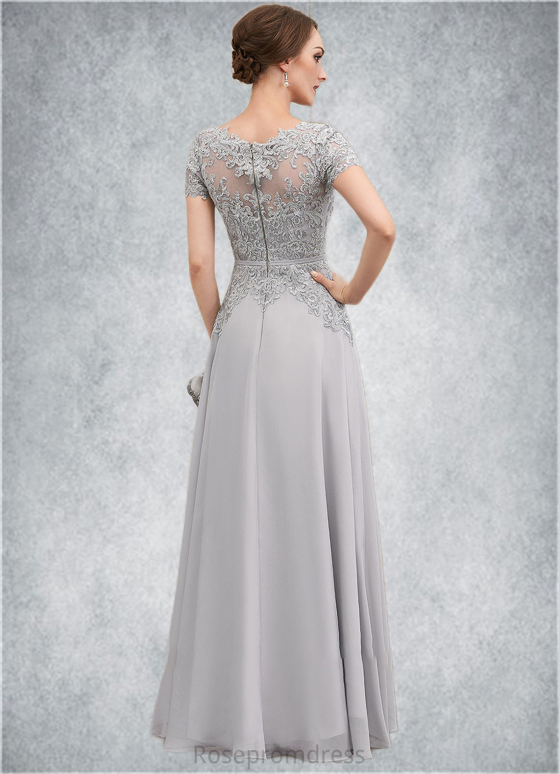 Jennifer A-line V-Neck Floor-Length Chiffon Lace Mother of the Bride Dress With Sequins SRS126P0014658