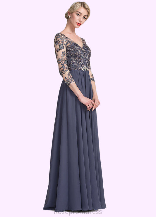 Aria A-Line V-neck Floor-Length Chiffon Lace Mother of the Bride Dress SRS126P0014659