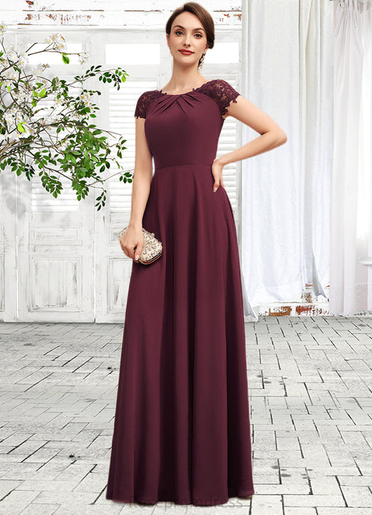 Nicky A-Line Scoop Neck Floor-Length Chiffon Mother of the Bride Dress With Ruffle Lace SRS126P0014662