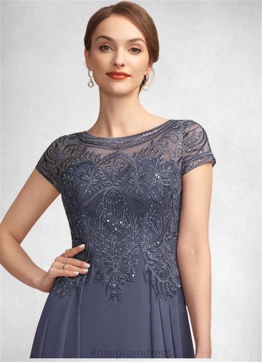Caylee A-Line Scoop Neck Asymmetrical Chiffon Lace Mother of the Bride Dress With Sequins SRS126P0014667