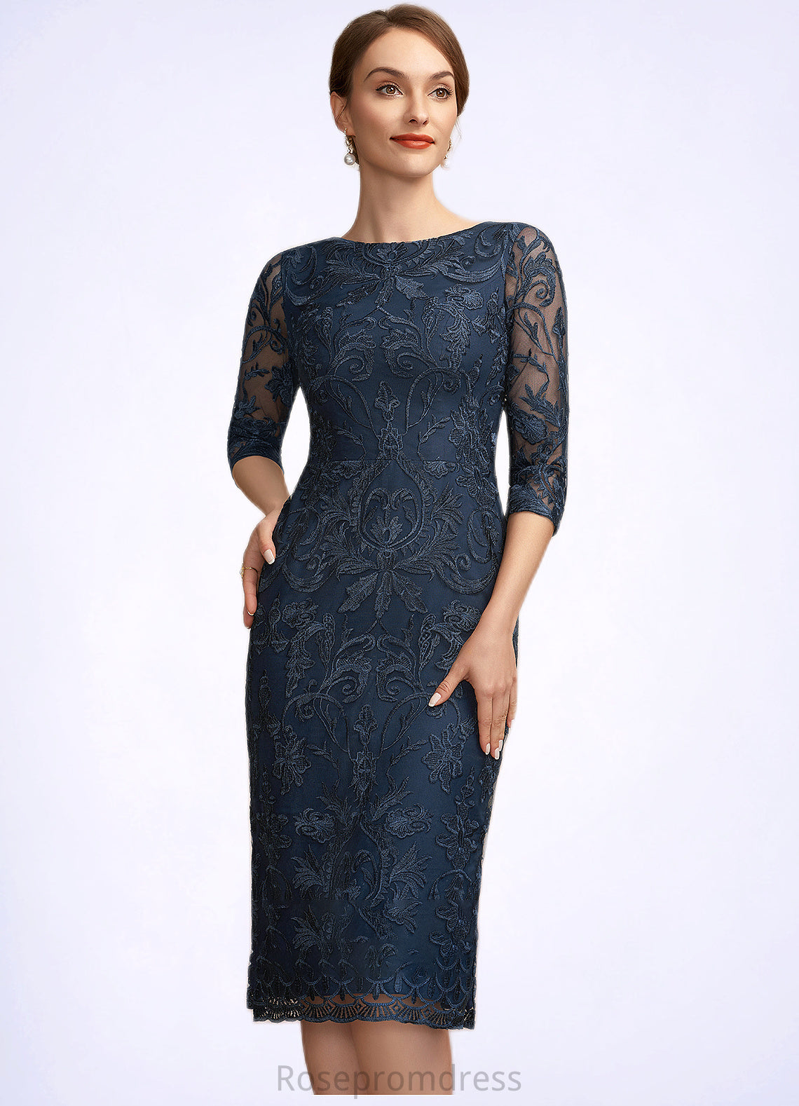 Nova Sheath/Column Scoop Neck Knee-Length Lace Mother of the Bride Dress SRS126P0014675