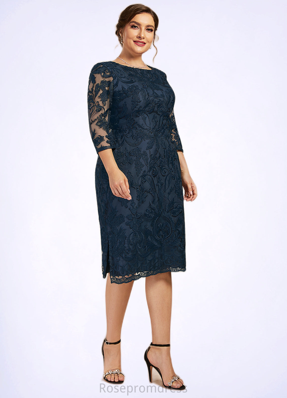 Nova Sheath/Column Scoop Neck Knee-Length Lace Mother of the Bride Dress SRS126P0014675