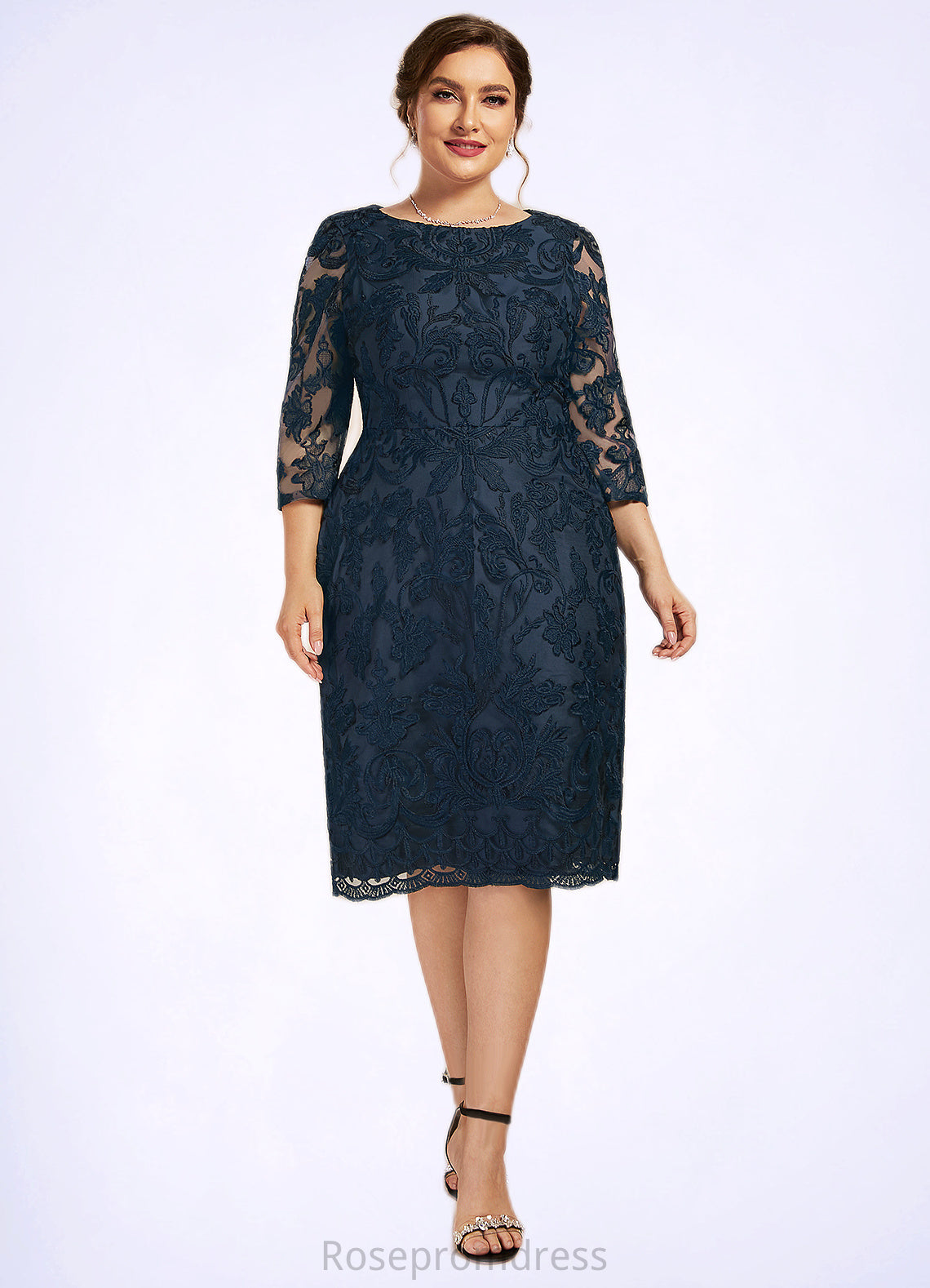 Nova Sheath/Column Scoop Neck Knee-Length Lace Mother of the Bride Dress SRS126P0014675